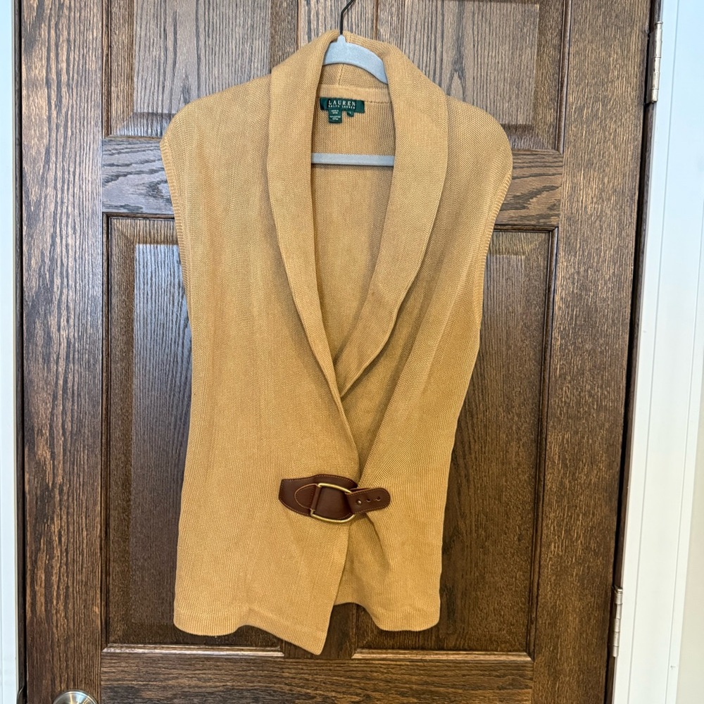 Ralph Lauren 100% Cotton Camel Knit Vest Size Large